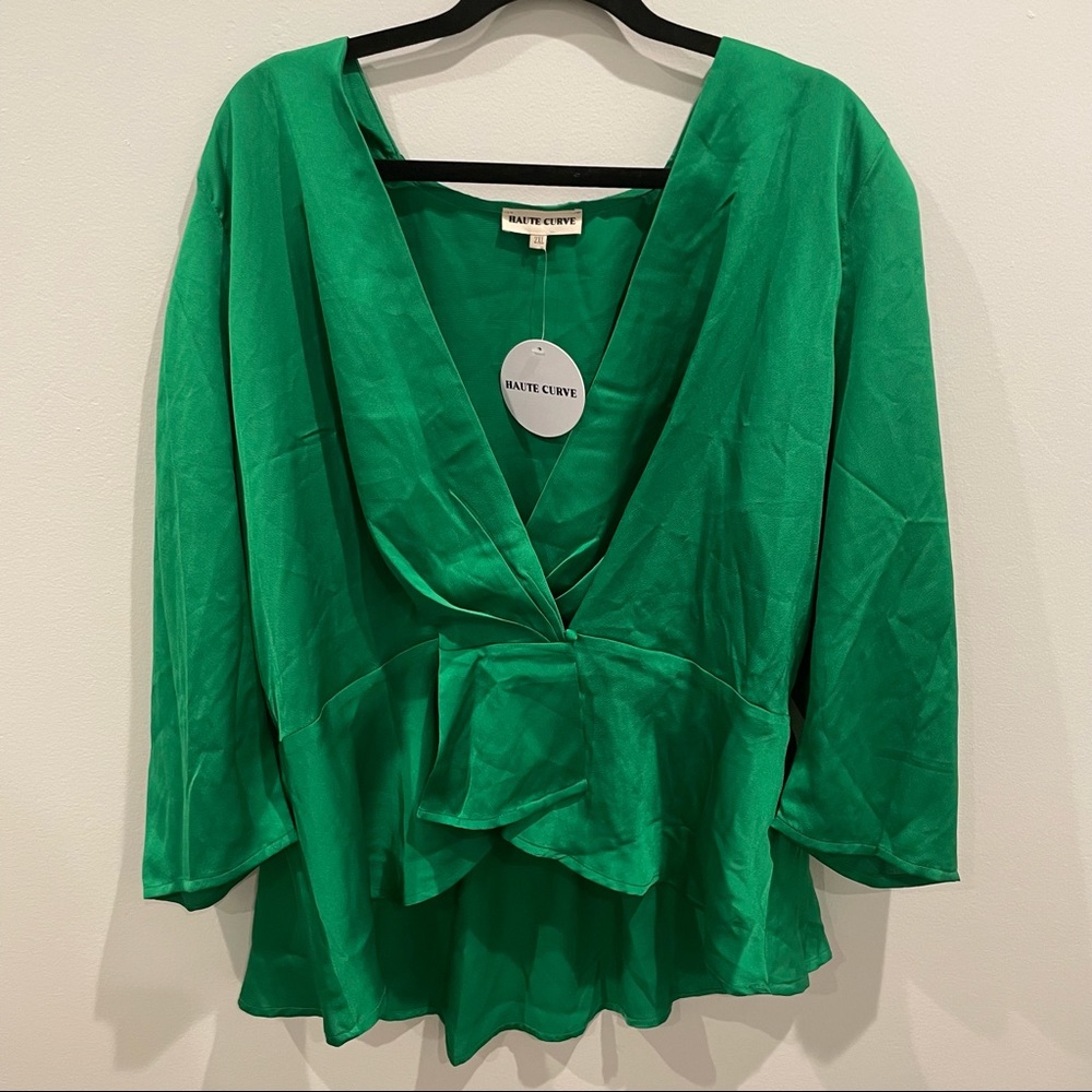 GREEN FOREVER21 BLOUSE